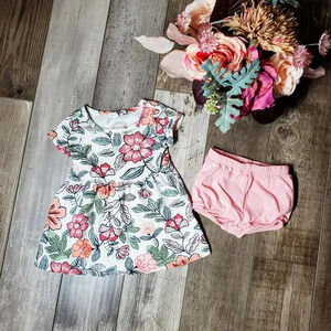 Old Navy Floral Baby Girl with Pink Bloomers Dress Size 3-6M